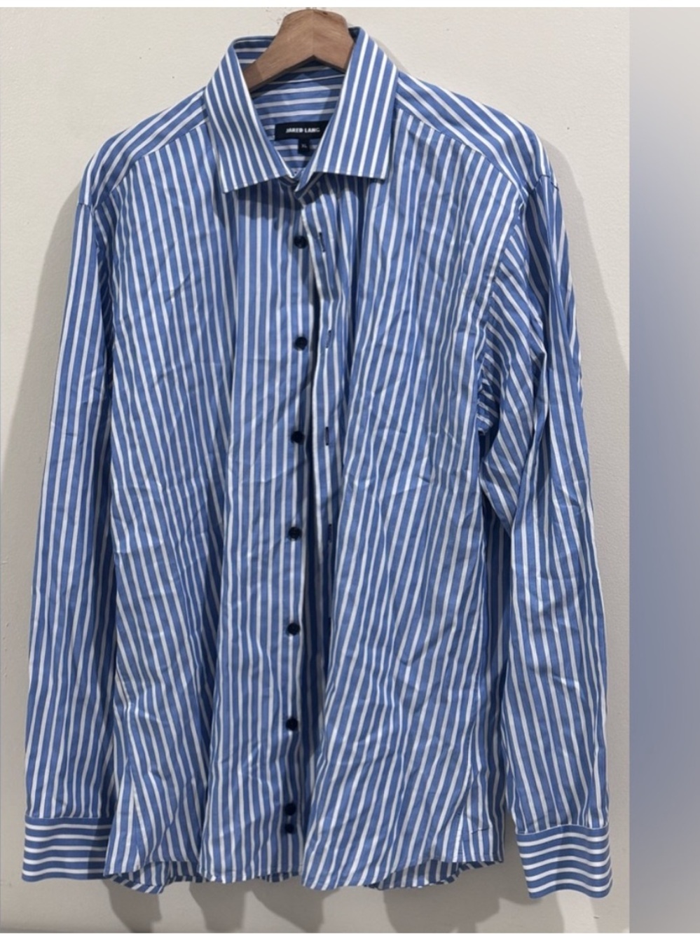 Jared Lang Blue & White Striped Dress Shirt